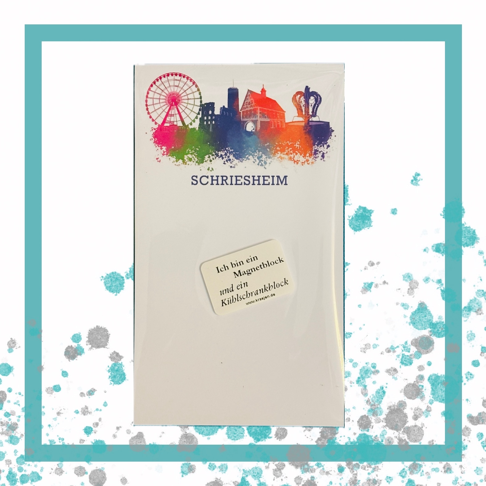 📝 Neu: Unser Kühlschrankblock mit bunter Schriesheim-Skyline